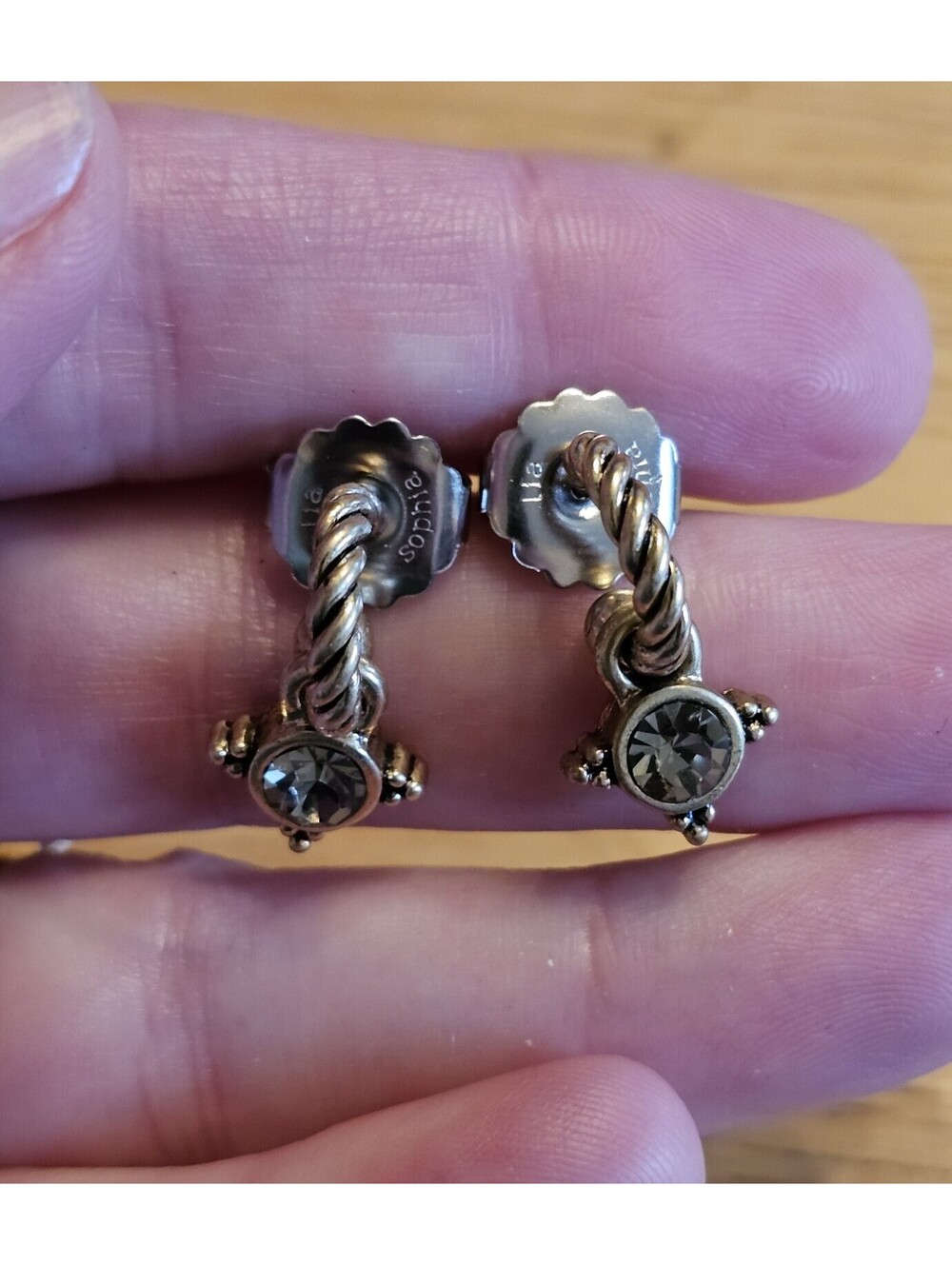Lia Sophia Twisted Earrings with Removable Clear Stones
